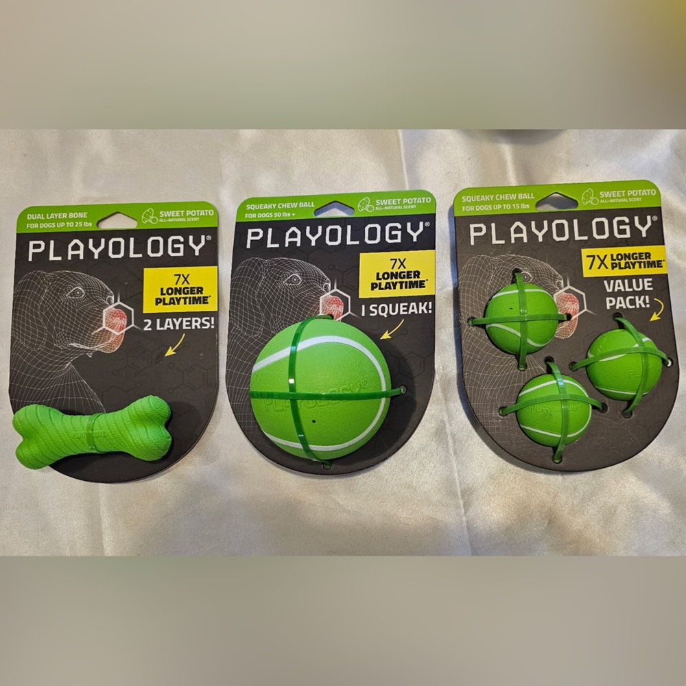 3 Playology Sweet Potato flavored Toys (S, M, L)